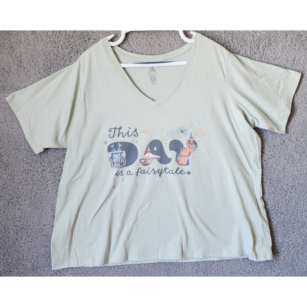 Disney Womens Short sleeve V Neck T Shirt "This day is a fairytale" Plus Size 1X